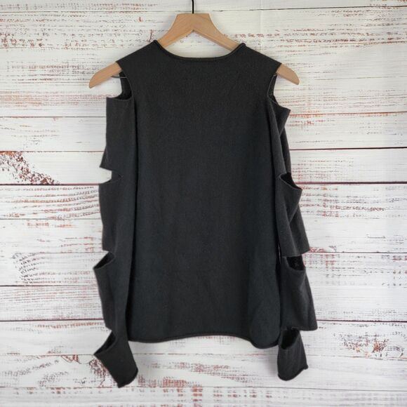 Skull Cashmere Sz XS Tyrone Sweater Top Cutout Slit Long Sleeve Black Goth Punk - Picture 8 of 11